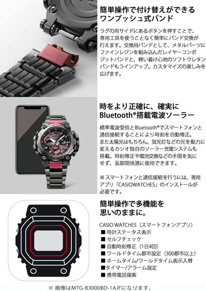 Casio MTG-B3000B-1AJF [G-Shock MTG-B3000 Series Men's Metal Band] Watch Shipped from Japan Released in May 2022, flat black, Sport
