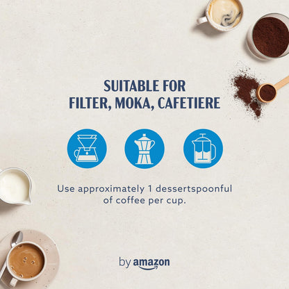 by Amazon Decaffeinated Ground Coffee, Light Roast, 1kg (4 Packs of 250 g)