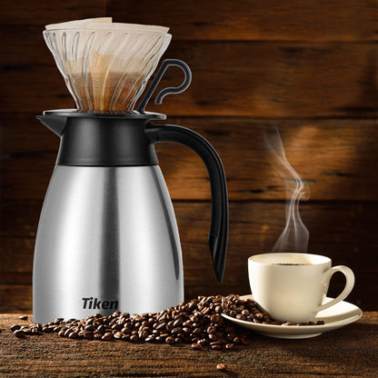 - Tiken 1L Thermal Coffee Carafe Jug | Stainless Steel | Insulated Vacuum Coffee Pot -