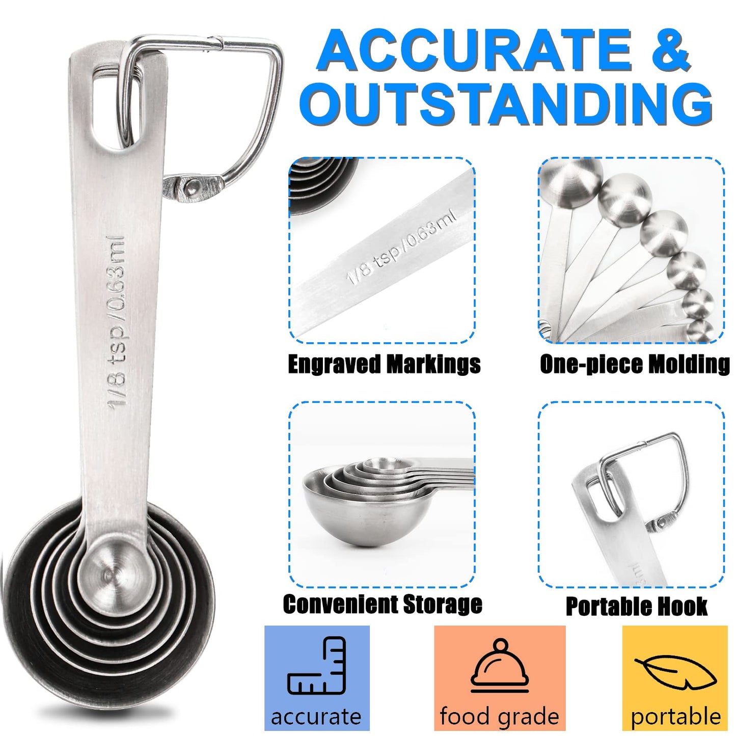 - Rena Chris Measuring Spoons | Premium Heavy Duty 18/8 Stainless Steel Measuring Spoons Set | Set of 6 -
