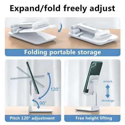 Betron Universal Phone Stand, Height Adjustable Holder, Foldable Cradle Dock Compatible with iPhone, Samsung Galaxy, and Other Smartphones