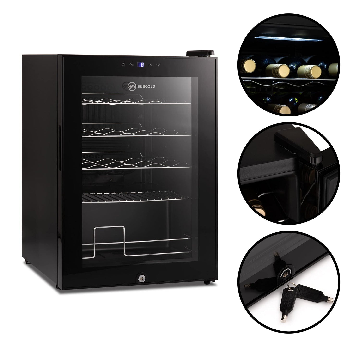 - Subcold Viva20 LED | Table-Top Wine Fridge Black | 3-18°C | 20 Bottle Capacity -