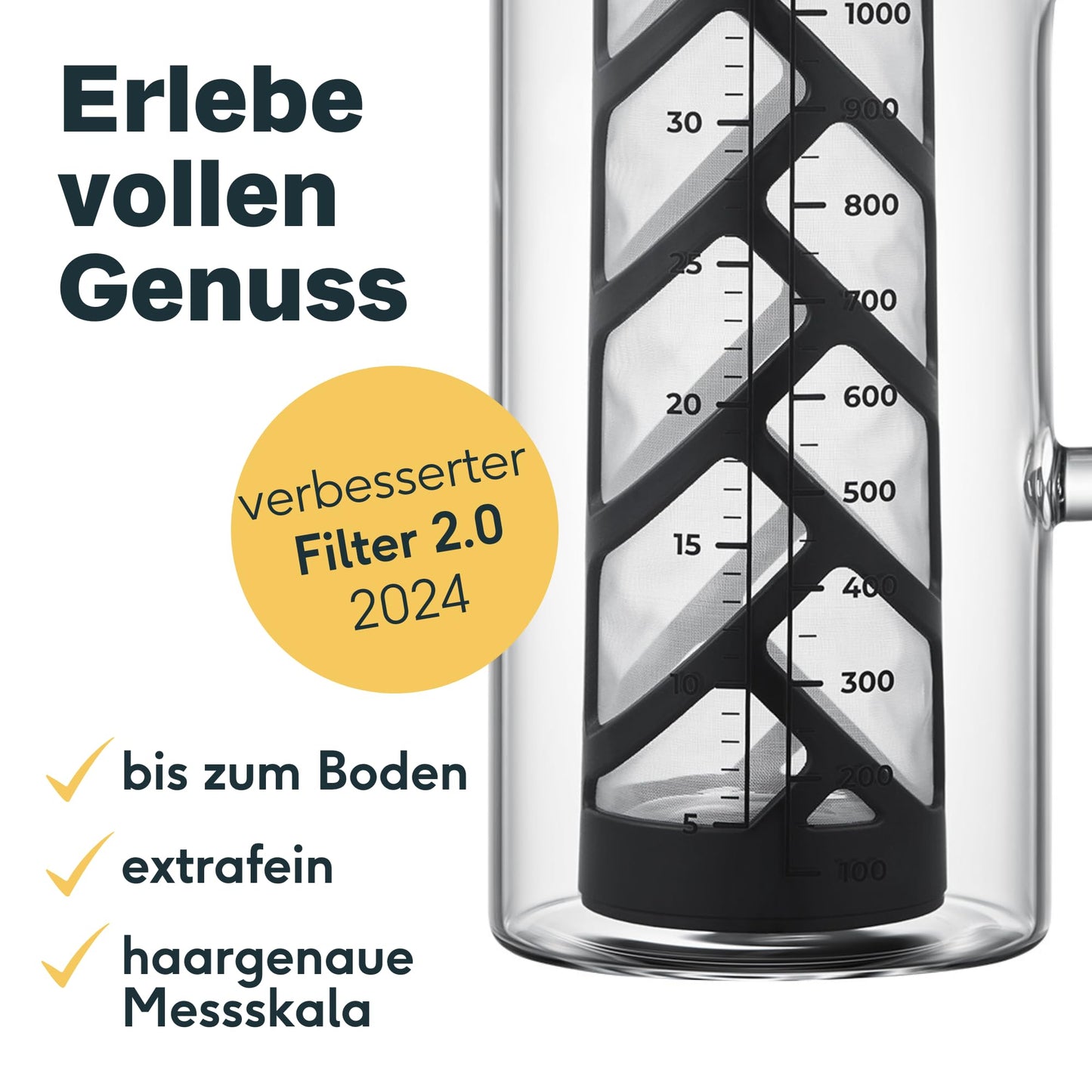 - SILBERTHAL Cold Brew Coffee Maker  | Glass & Stainless Steel | Long Insert For Iced Coffee & Tea -