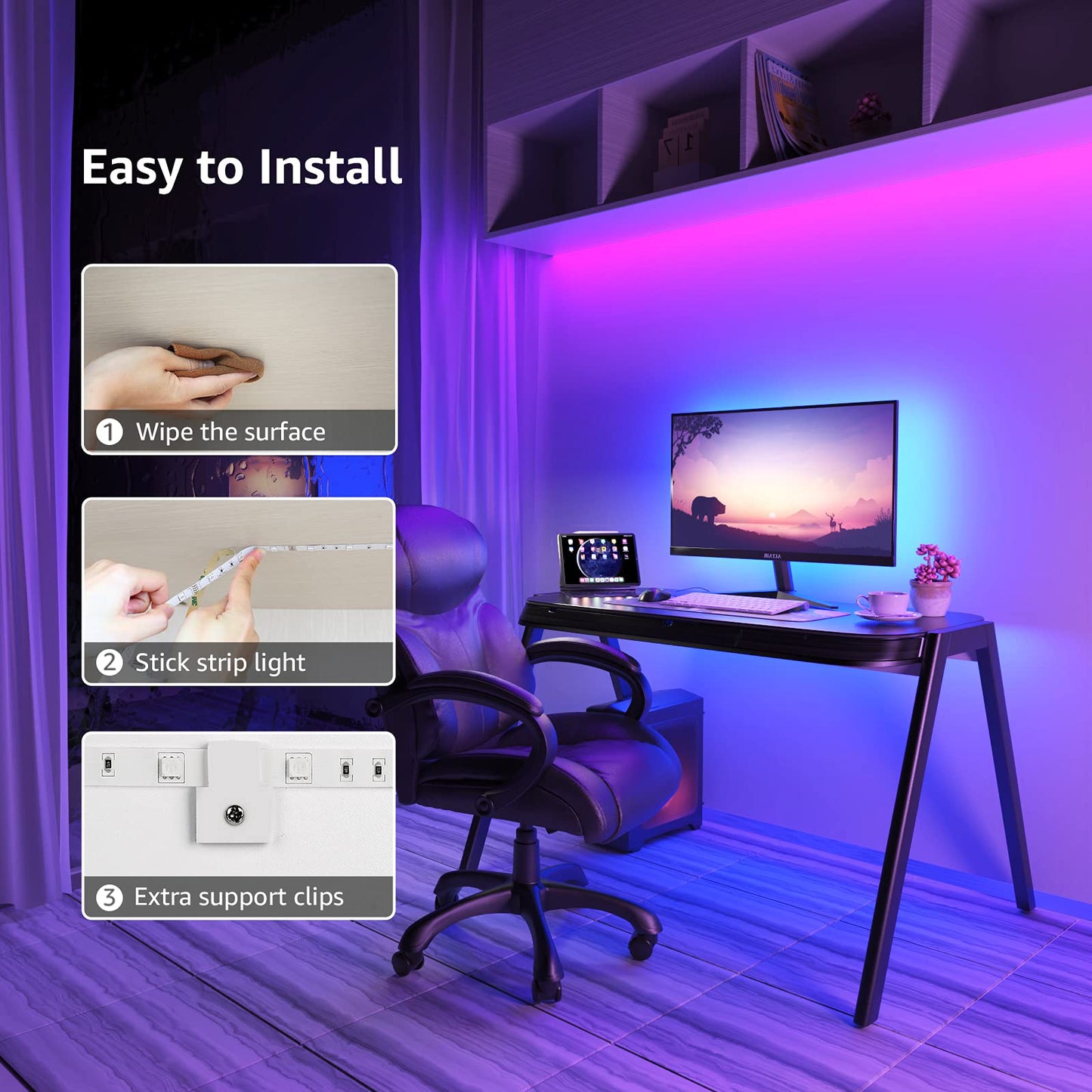 - Lepro LED Strip Light | 5M | Dimmable RGB LED Strips With Remote | Colour Changing Room Lights -