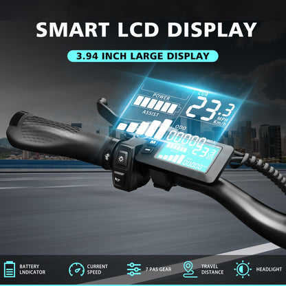 26'' Electric Bikes for Adults. City Commuter E-bike with High-Speed Brushless Motor. Electric Bike for 7 Speed Gear, Built-in 36V-8Ah/13Ah Removable Li-Ion Battery, G51 LCD Display, Dual Disc Brake