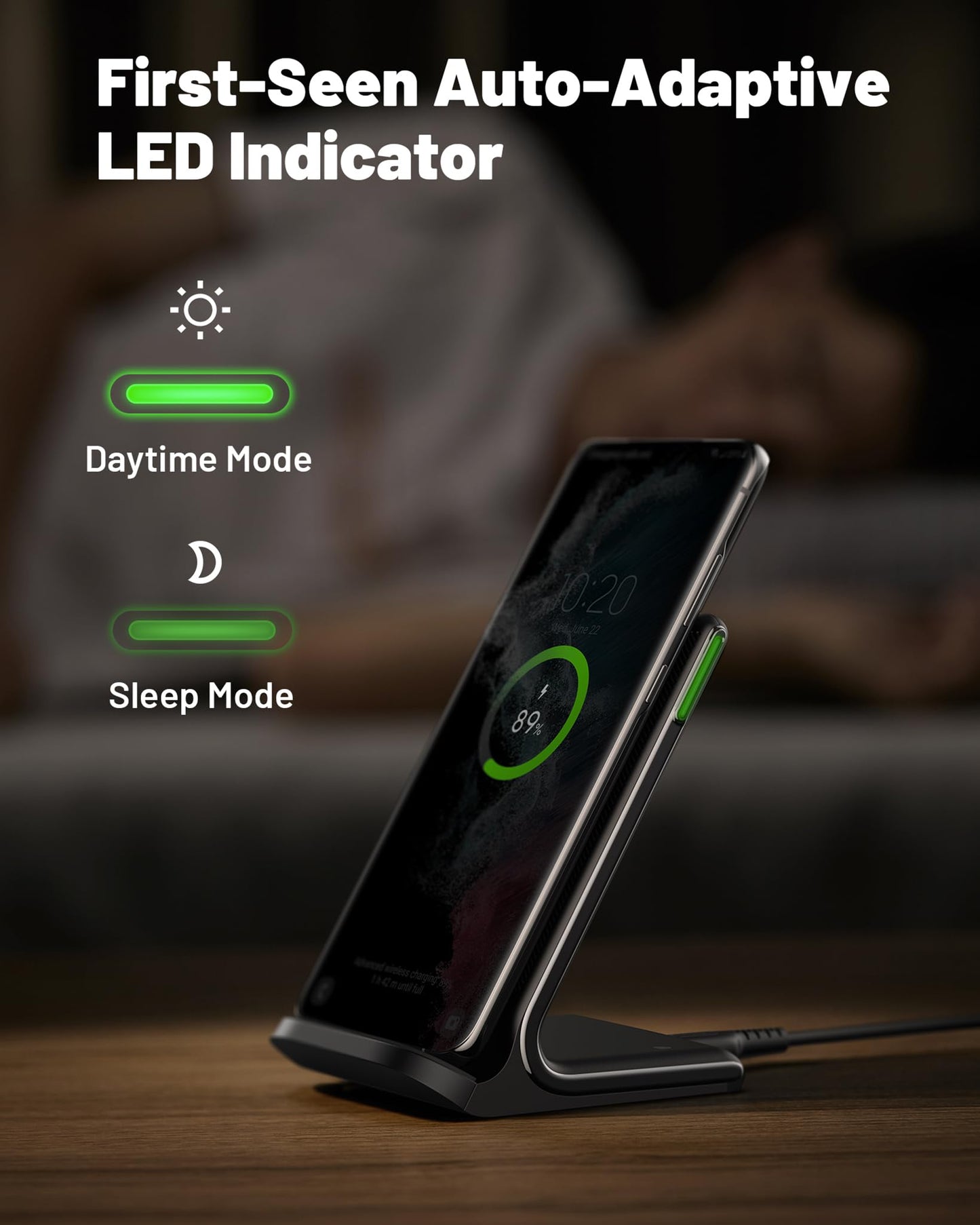 - INIU Wireless Charger | 15W Fast Wireless Charging Stand | Qi Certified | Sleep-friendly -