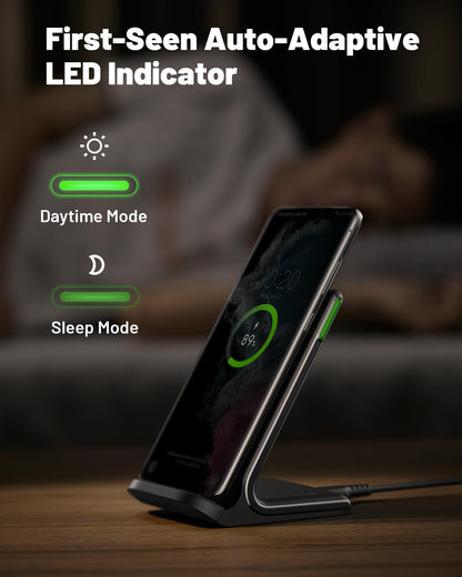 - INIU Wireless Charger | 15W Fast Wireless Charging Stand | Qi Certified | Sleep-friendly -