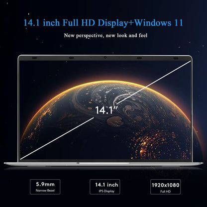 Auusda Laptop 14.1 inch Windows 11 Notebook, Full HD 1920 * 1080 IPS 100% sRGB Display, Intel J4105 Quad-Core, 8GB LPDDR4 and 256GB SSD, USB 3.0, 5GHz WIFI, Expandable Storage