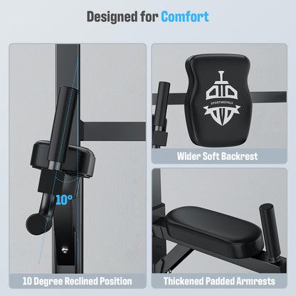 - Sportsroyals Power Tower | Dip Station | Pull Up Bar for Home Gym | 450LBS -
