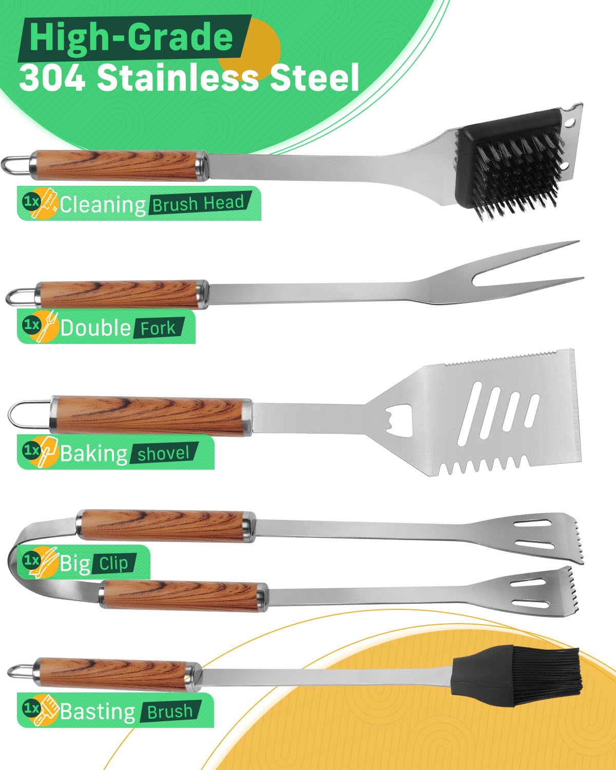 - Lulizar BBQ Tools Set | 7-in-1 | Storage Bag | Stainless Steel Grill Tool Set -