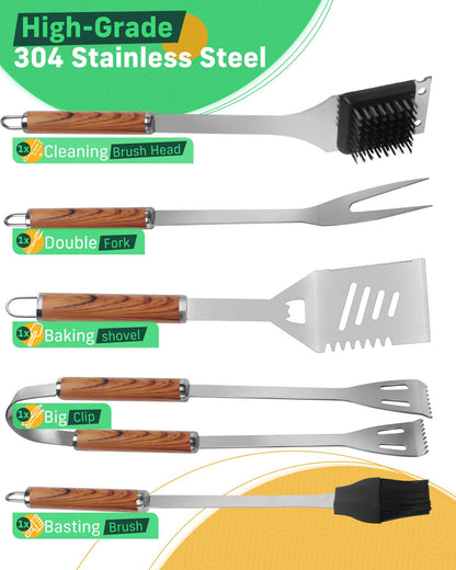 - Lulizar BBQ Tools Set | 7-in-1 | Storage Bag | Stainless Steel Grill Tool Set -