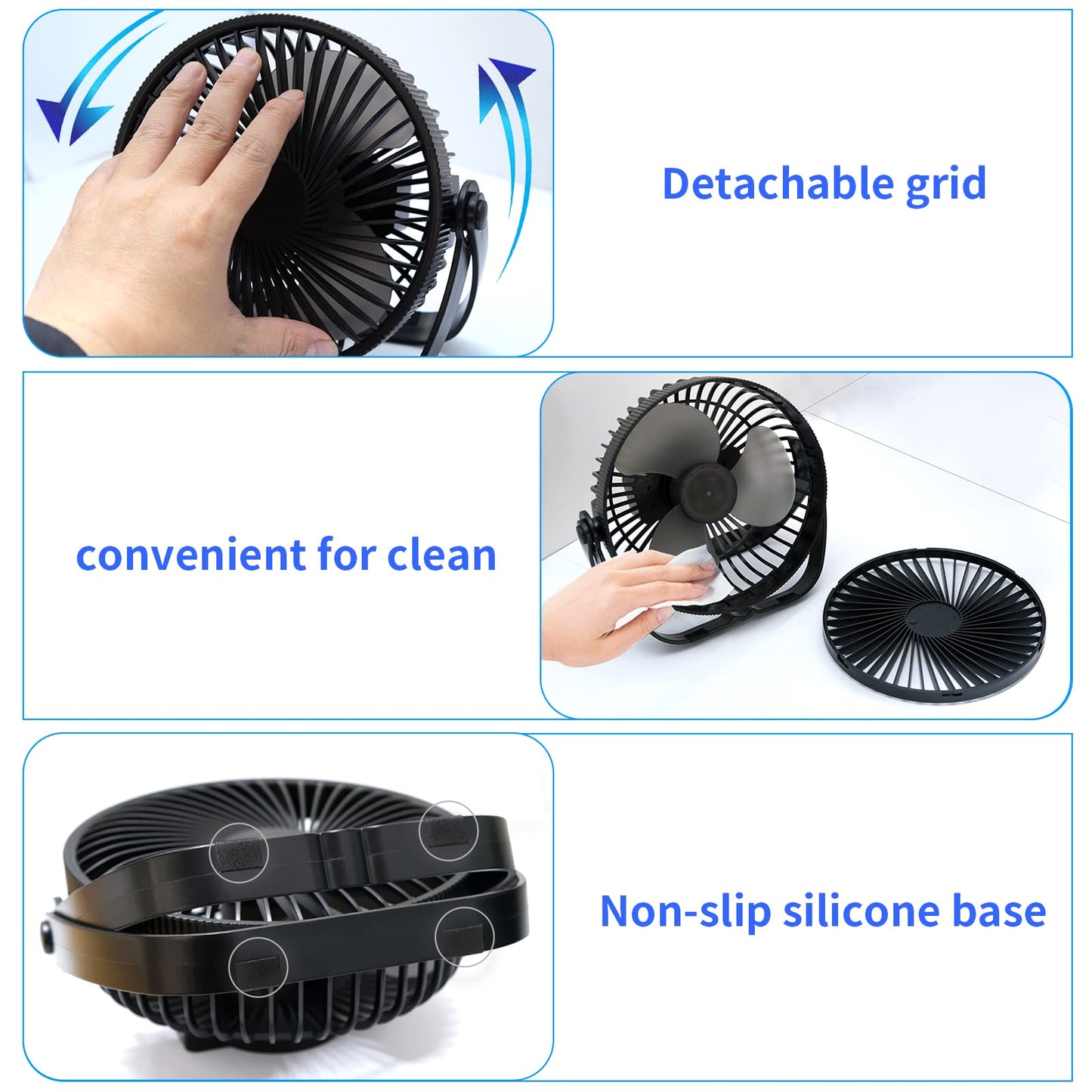 - Kazaigou USB Desk Fan | Small USB Powered Portable Desk Fan | 3 Speeds -