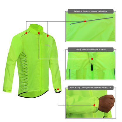 Brisk Bike Cycling Rain Jacket High Vis Full Sleeve (Green, Large)