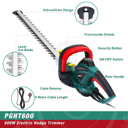 - POSENPRO 600W Corded Electric Hedge Trimmer Pruner | 550mm Electric Hedge Cutter -