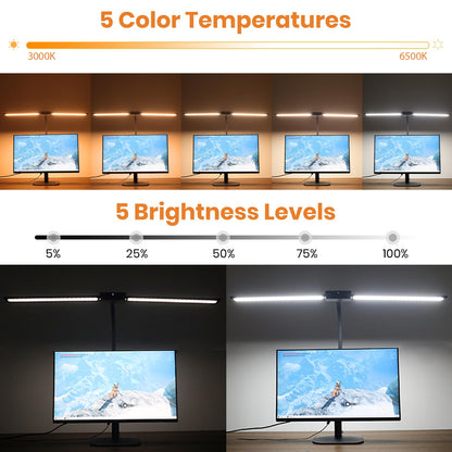 - Lastar LED Desk Lamp With Remote Control | 32.5" Wide Double Head -