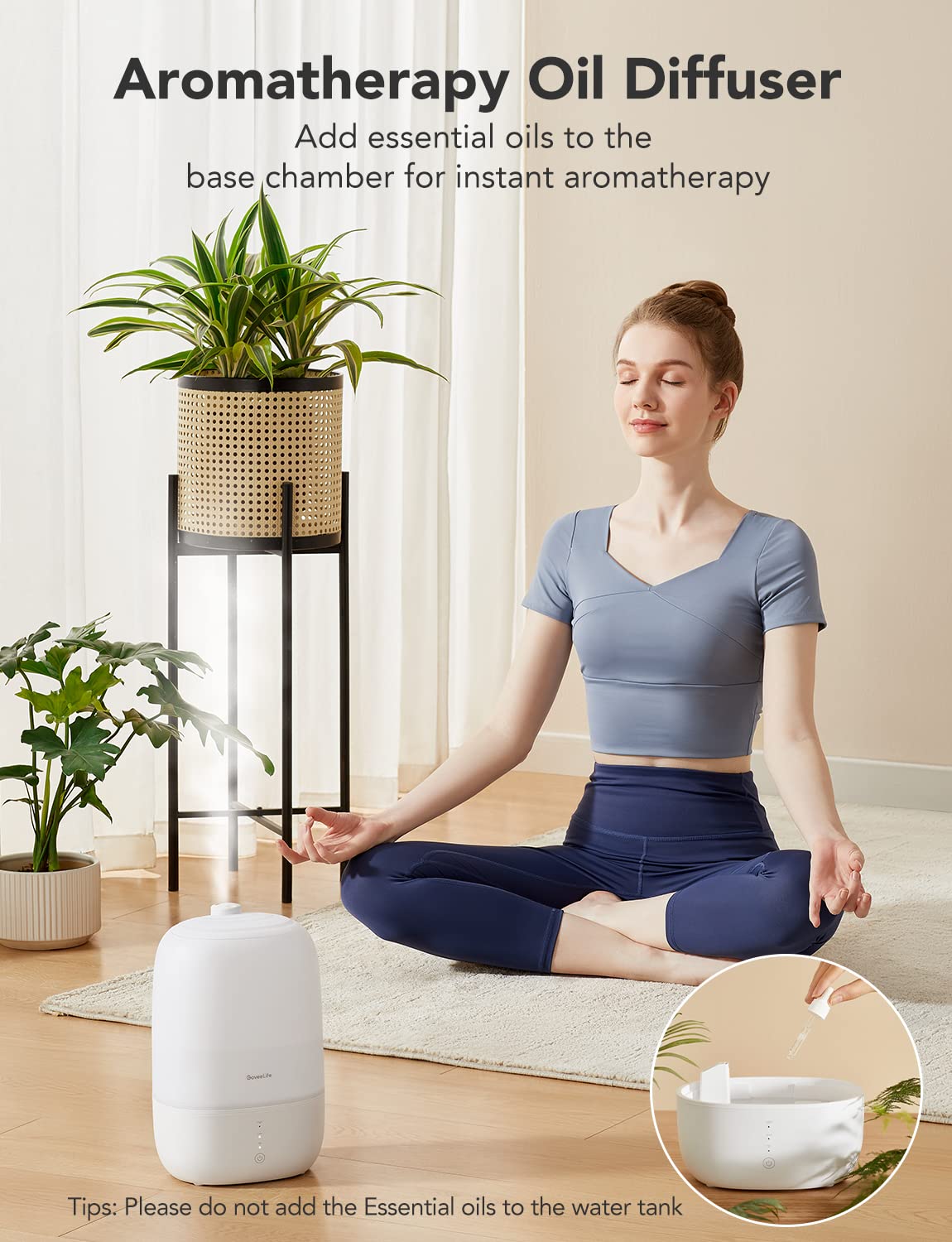 - GoveeLife Humidifier For Bedroom | 3L | Top Fill Cool Mist | WiFi Humidity Control -