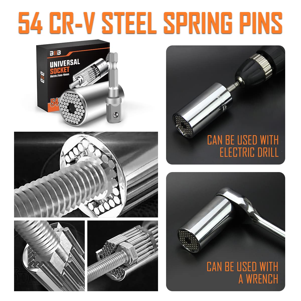 BIIB Gifts for Men, Gadgets for Men, Universal Socket Wrench, Mens Gifts for Dad Gifts for Men Who Have Everything, Birthday Gifts for Him, Christmas Stocking Fillers, Hand Tools, Father s Day Gifts
