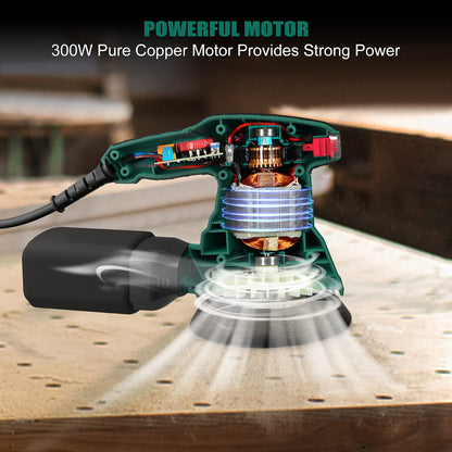 - HYCHIKA Orbital Sander | 300W 13000RPM Random Orbital Sander | 6 Variable Speeds | 125mm 12Pcs Sandpapers | Electric Sander with Dust Collection -