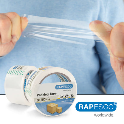 - Rapesco 1697 Strong Packing Tape | 50mm x 60m | Clear | Pack of 2 -