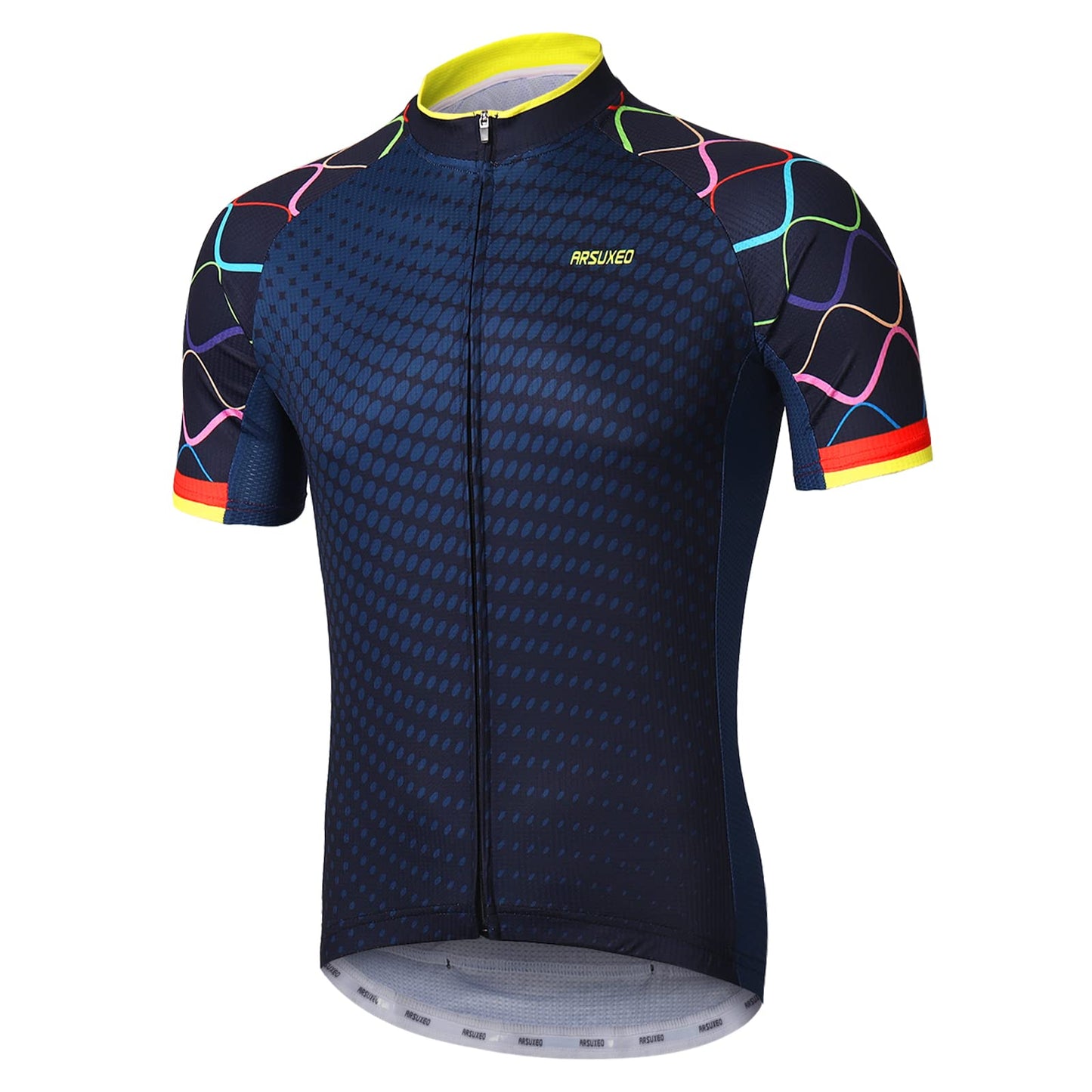 ARSUXEO Mens Cycling Jersey Short Sleeves MTB Jersey Bright Bike T-Shirt Breathable Cycle Top ZY845 M