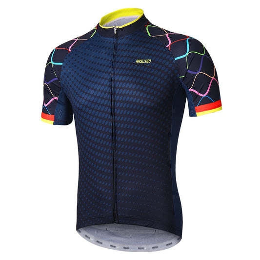 ARSUXEO Mens Cycling Jersey Short Sleeves MTB Jersey Bright Bike T-Shirt Breathable Cycle Top ZY845 M