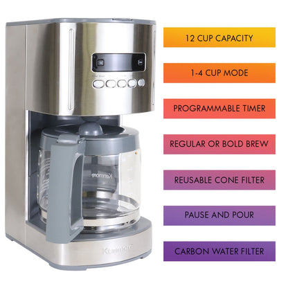 - Kenmore 12-Cup Drip Coffee Maker Machine | 1.8L | Programmable Filter Coffee Machine -
