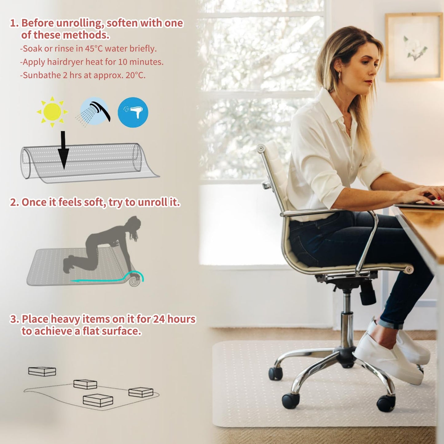 - MUEZDUR Carpet Protector Chair Mat | 90x120cm Rectangular -