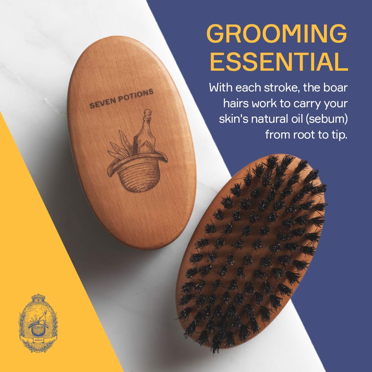 - Seven Potions Boar Bristle Beard Brush For Men | Made of Pear Wood with 100% First-Cut Boar Hair -