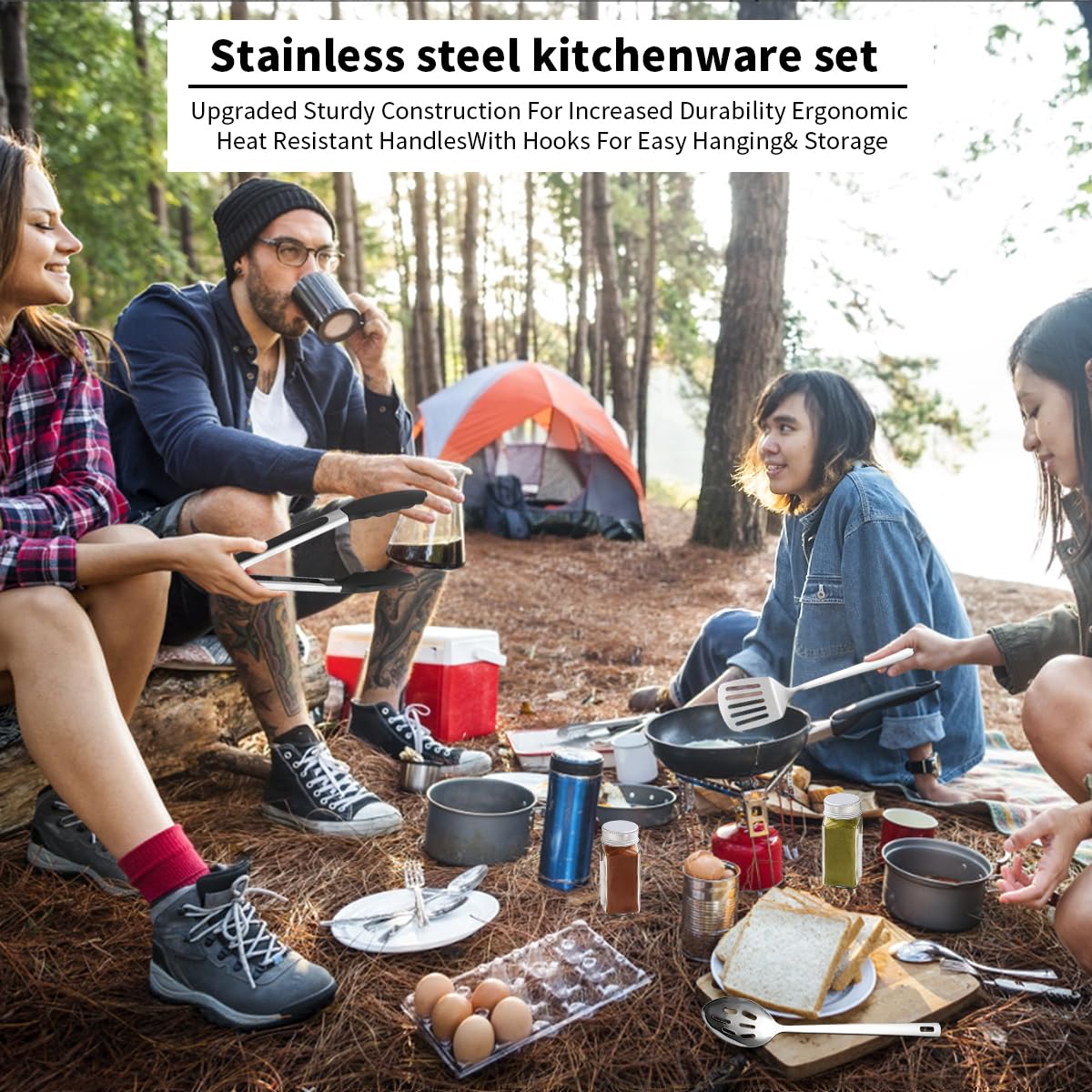 - ReaNea Camping Essentials Accessories Camping Gear Must Haves | Cooking Utensils Set -