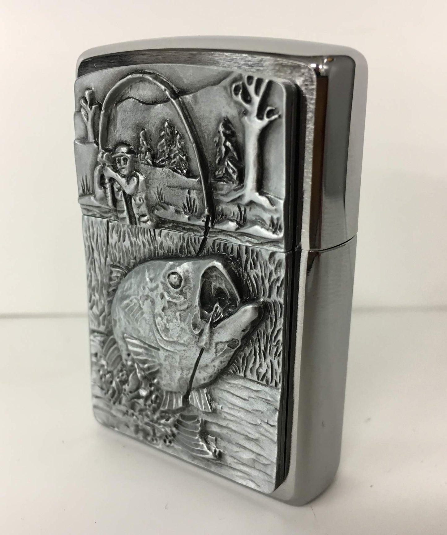 - Rutherfords Gifts Personalised Bass Fishing Emblem|  Brushed Chrome Lighter -