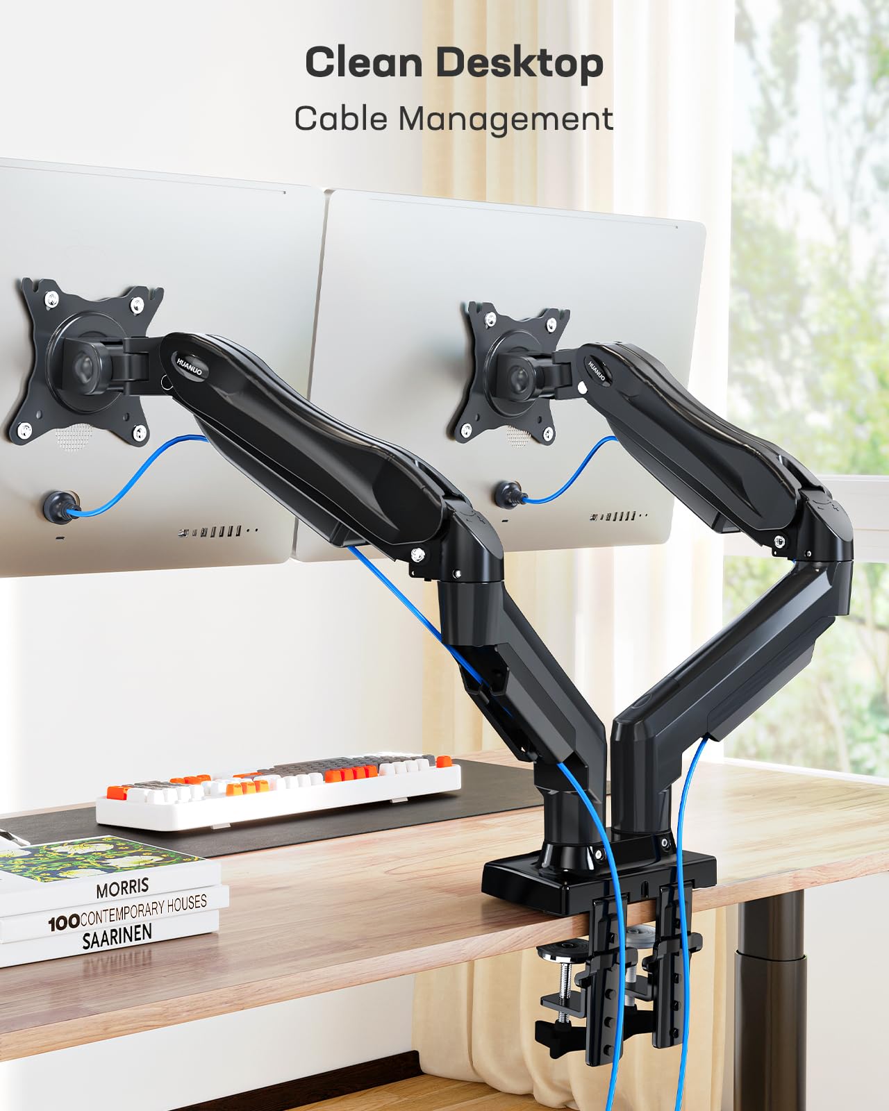 - HUANUO Dual Monitor Stand For 13 to 30 Inch Screens | Dual Monitor Arm Desk Mount -
