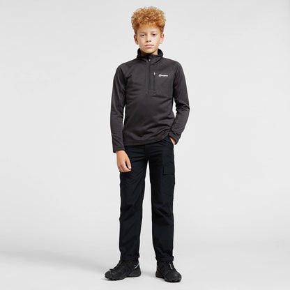 Berghaus Grid Kids' Fleece Top with Half-zip Fastening, Kids' Midlayer Fleece, Kids' Hiking & Outdoor Recreation (7-8 Years, Black)