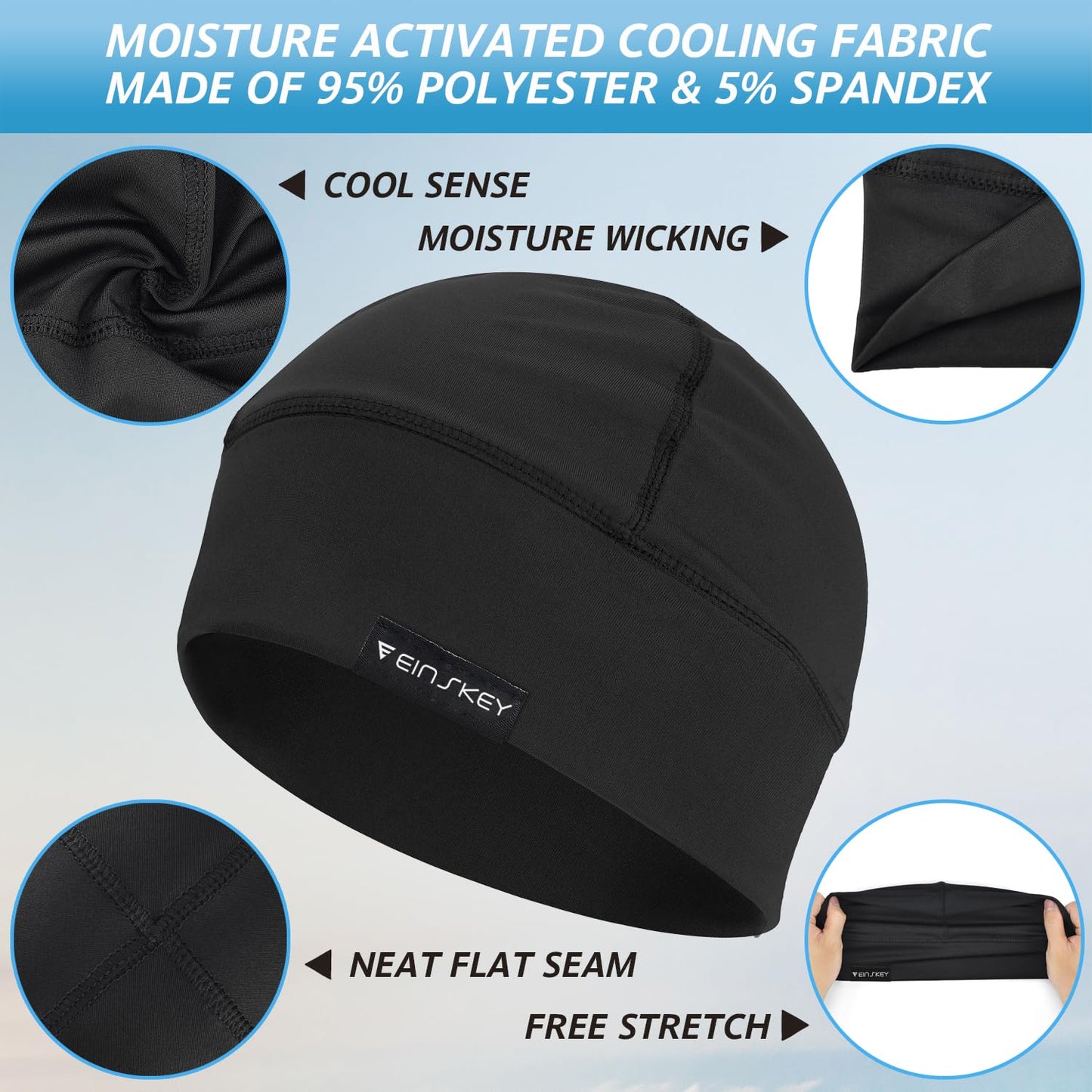 - EINSKEY Cooling Skull Cap Beanie Hat | 2-Pack Moisture Wicking Wave Cap -