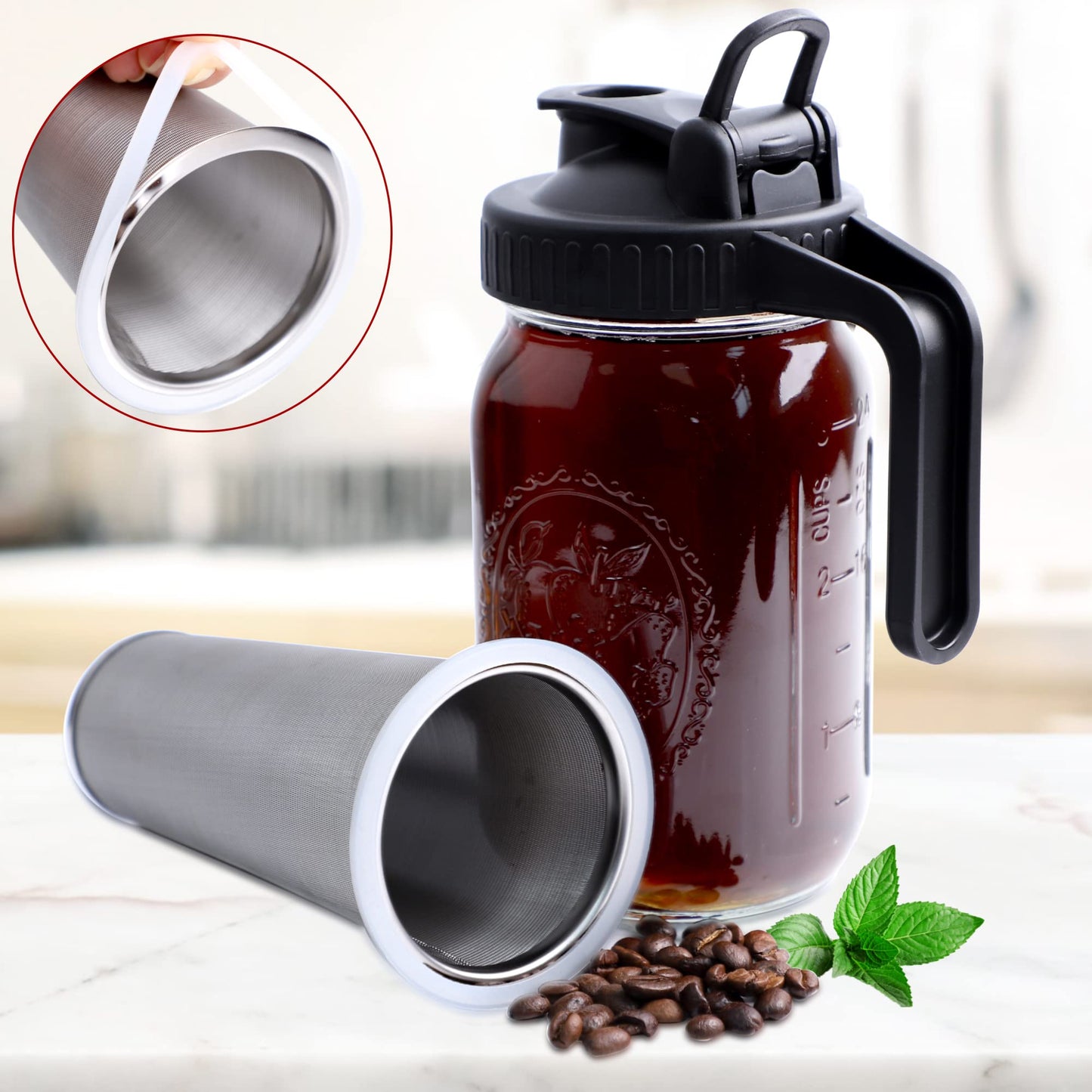 - GMSWEET Cold Brew Mason Jar Coffee Maker -