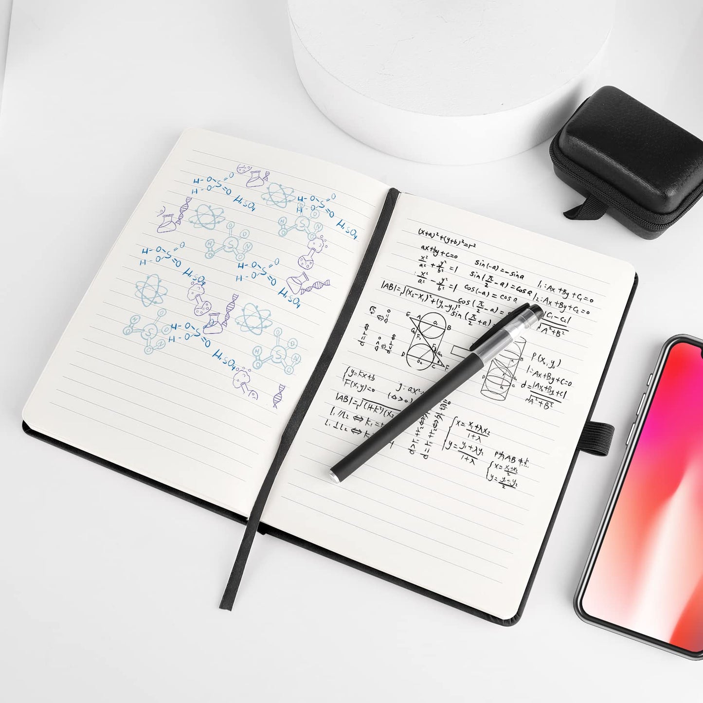 A5 Notebook, Journal Note Pad Hardback Journal Notebook A5 Notepad Composition Notebooks PU Leather Notebook for Office School Home Business Writing & Note Taking 200 Pages (100 Sheets)-Black