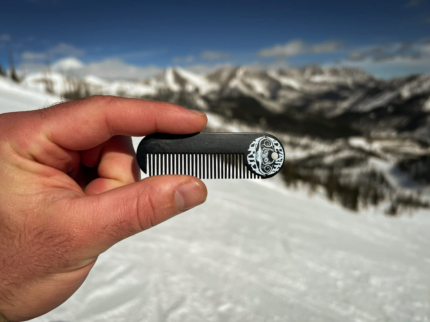 Beard Comb Or Fine Tooth Moustache Pocket Stainless Steel Metal Powder Coated Black Keychain Mustache Comb For Men - 3.25 x 1 Inches by Death Grip