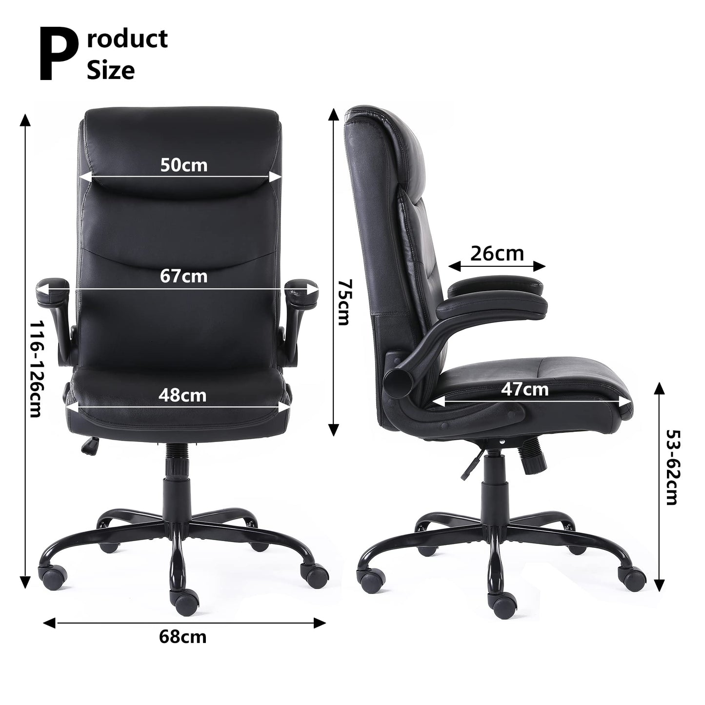 - Requena Executive Office Chair | With Flip-up Armrest | Ergonomic | Height Adjustable -