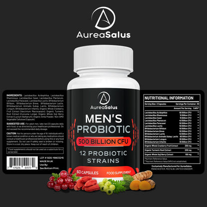 - Probiotic for Men | 500 Billion CFU 12 Strains -