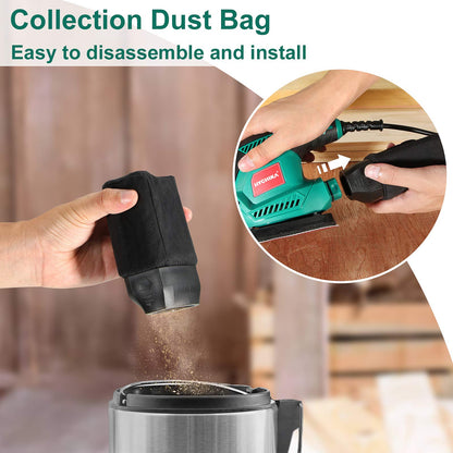 - HYCHIKA Sander for Wood 200W | Electric Sander with Dust Collector | 12PCS Sandpapers | 14000RPM Compact Electric Detail Sander -