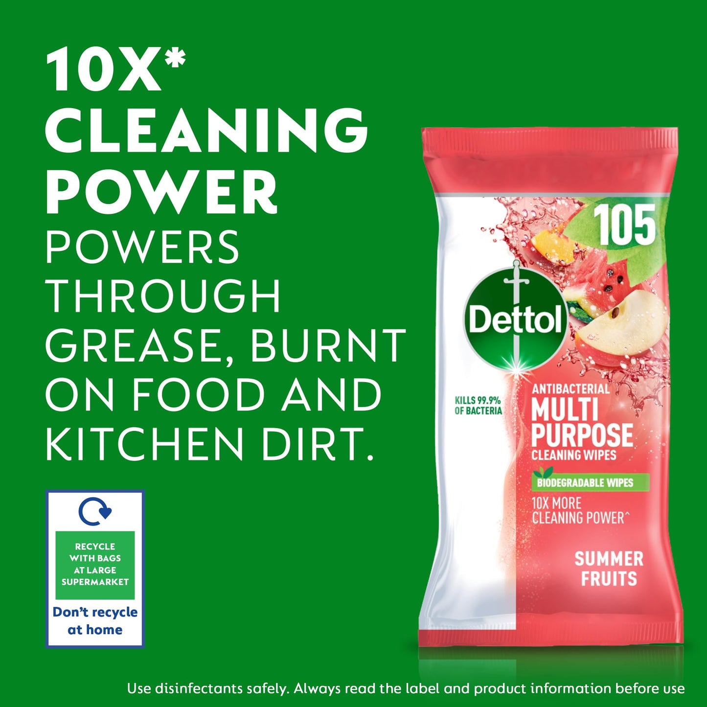 Dettol Antibacterial Cleaning Wipes Summer Fruits 105s