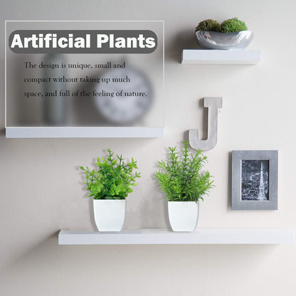 Canirologas Artificial Plants Indoor,Small Fake Simulation Plants,Faux Plastic Potted Plants,Creative Decorative Ornaments For Decoration、Bookcase、Balcony、Office、Bathroom(4PCS White)