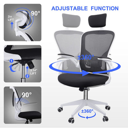 - JAJALUYA Office Chair | Mesh Computer Chair | Adjustable Headrest | Lumbar Support Desk Chair -
