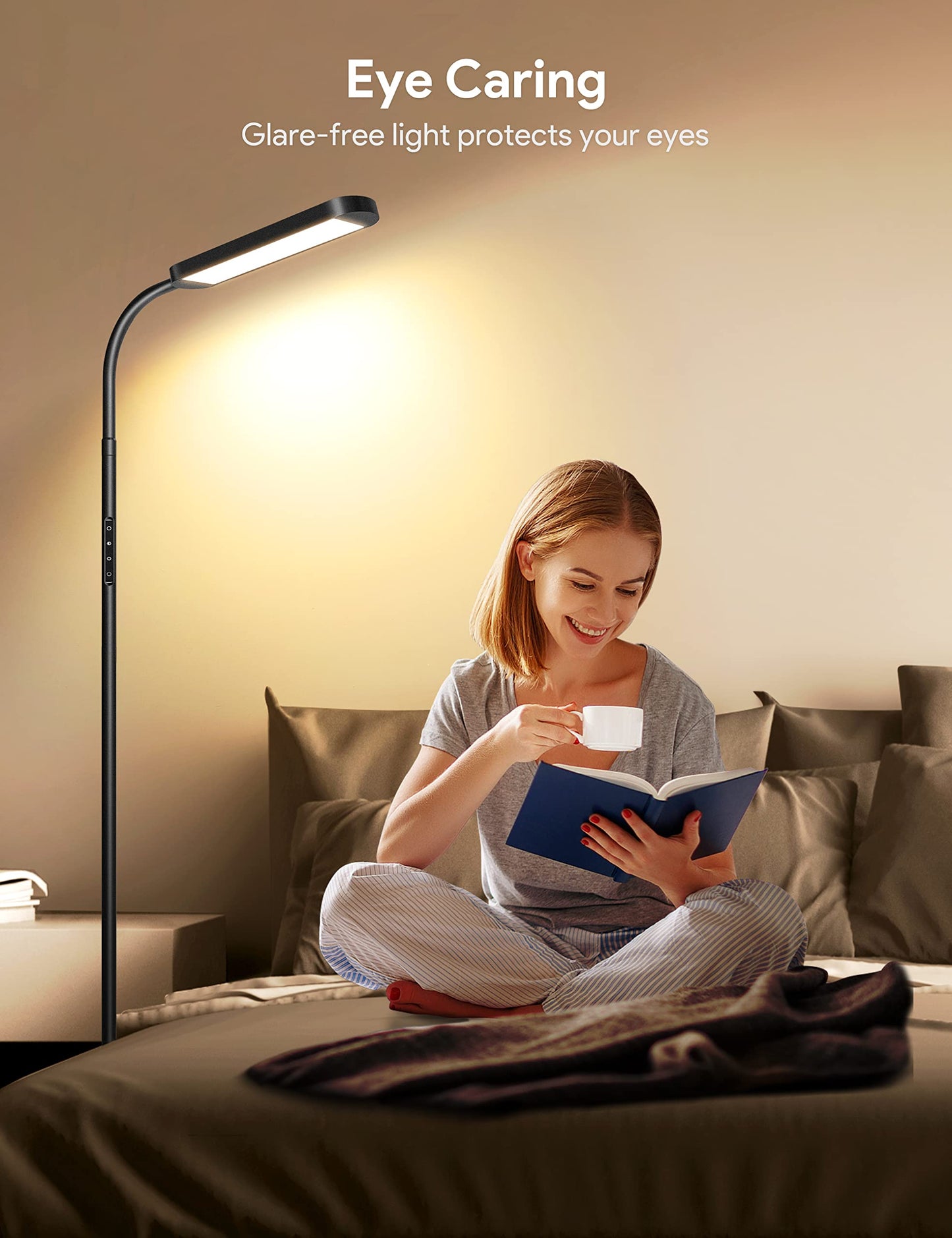 - MediAcous LED Floor Lamp | 12W Floor Standing Lamp | 5 Color Temperature & 5 Brightness -