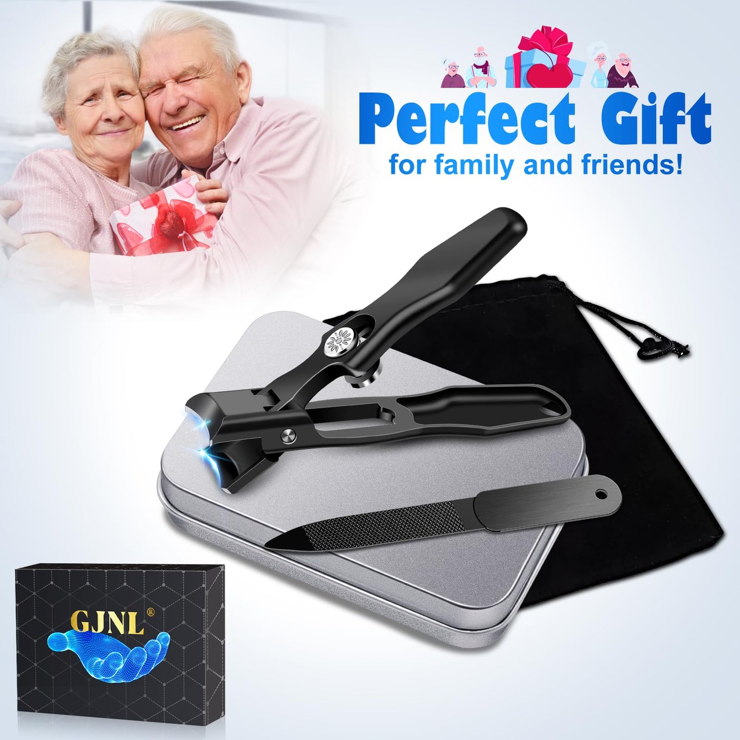 2024 Upgrade Nail Clippers for Men Thick Nails, Wide Jaw Opening Nail Clippers with Catcher, No Splash Toenail Clippers for Seniors, Professional Ultra Sharp Fingernail Cutter with Safety Lock