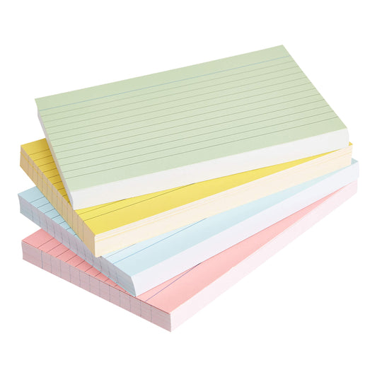 Amazon Basics Index Cards, A6 Ruled, Assorted Neon Colors, Pack of 200