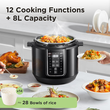 - Midea Pressure Cooker 8L | 70% Faster 13 Presets -