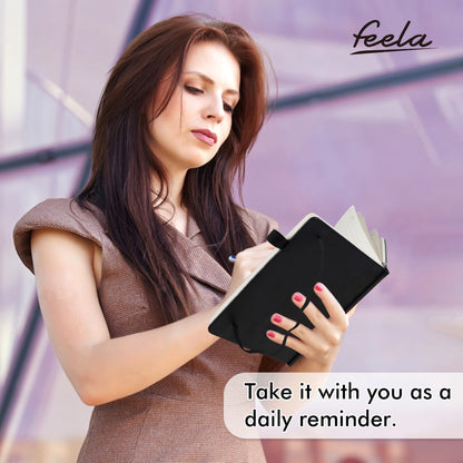 - feela A5 Notebooks Multipack | 3 Pack Ruled Lined Notepads A5 (120 GSM) | Hardback Journal Notebook with 3 Black Gel Pens -
