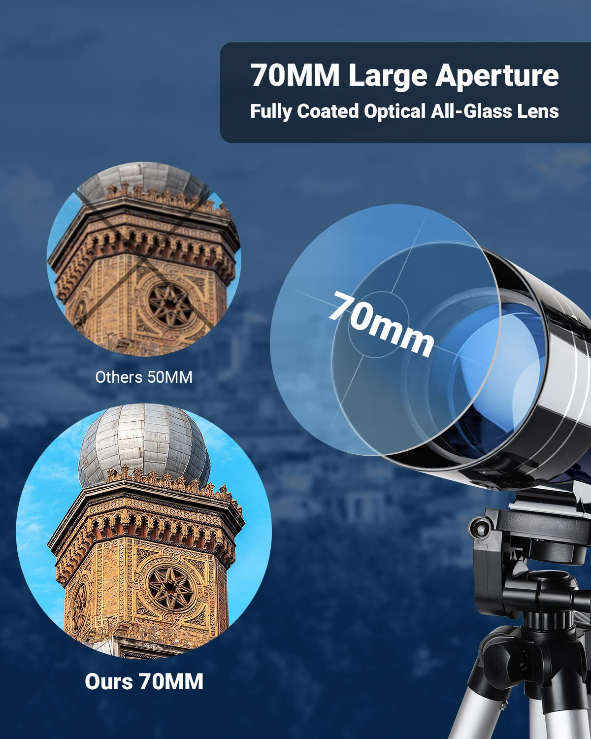 - ESSLNB Telescope 36070 |  70mm Fully Coated Lens | 3X Barlow Lens Moon Filter -