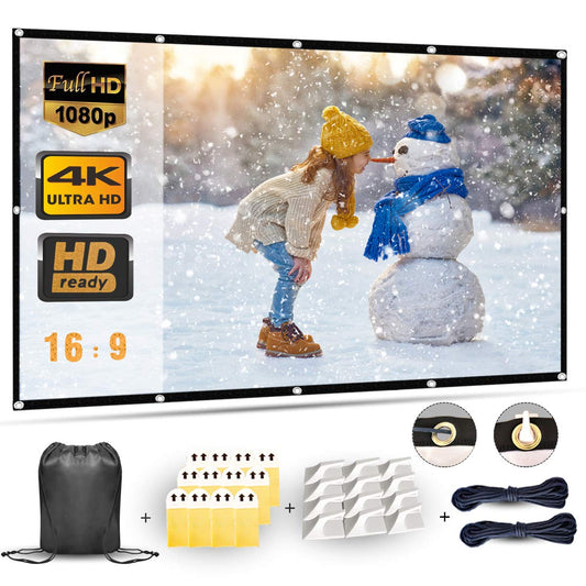 - Projector Screen 100 Inch | Portable Projector Screen | 16:9 HD 4K Screen -