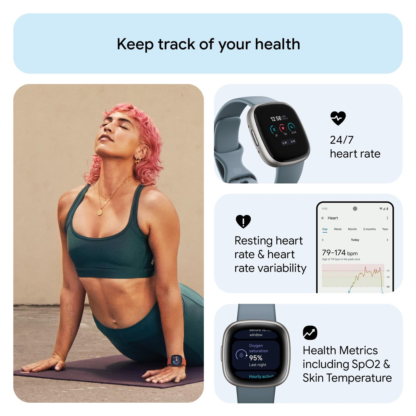 - Fitbit Versa 4 Fitness Smartwatch with built-in GPS and up to 6 days battery life -